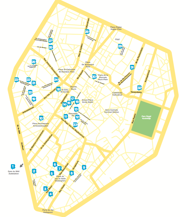 מפה של מסלול הקומיקסים בריסל